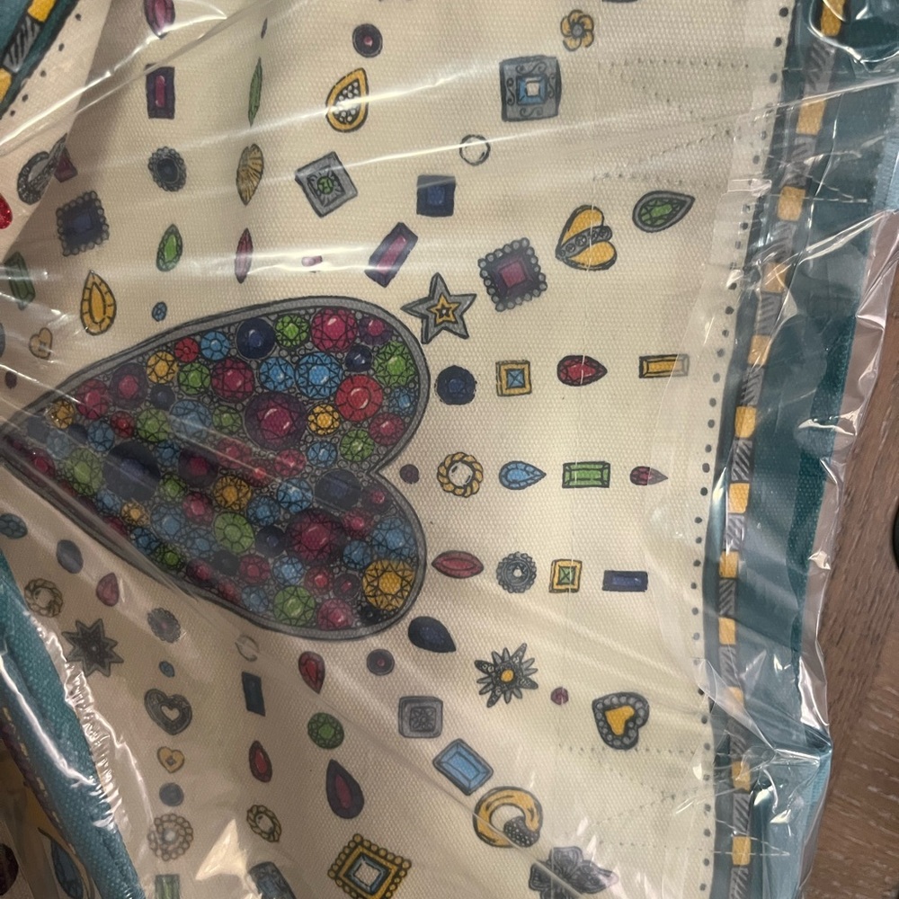Brighton LOVE Jewel Heart Canvas Tote Bag New Retail $100 - Picture 8 of 12
